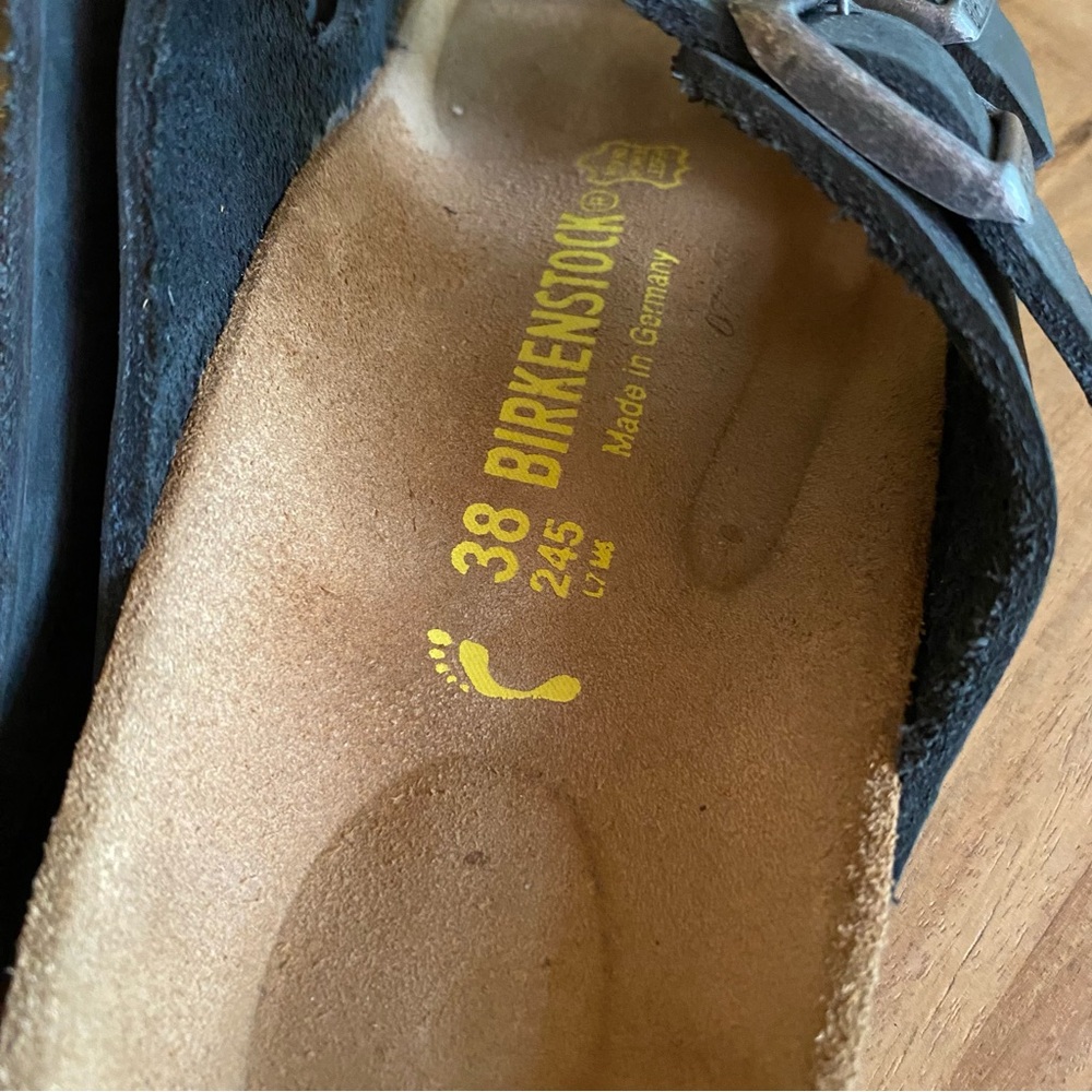 Birkenstock Arizona Black Leather 2-Strap Sandal, Size 38 - Picture 4 of 7